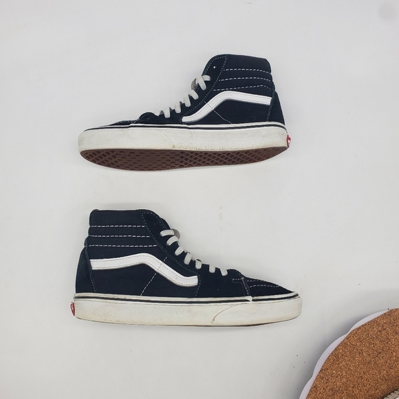 Vans Shoes Mens 5 Womens 6.5 Sk8 Hi Skateboarding Sneakers Black Suede Lace Up - Picture 9 of 14